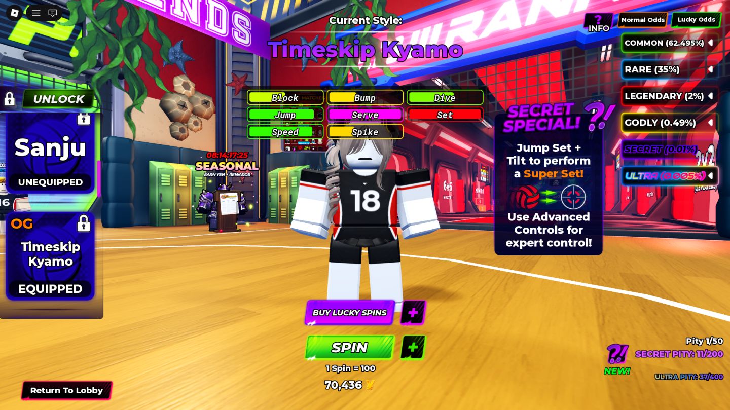 CONTA ANTIGA PARADA DE VOLLEYBALL LEGENDS LVL 200+ COM MAIS DE 6 SECRETS