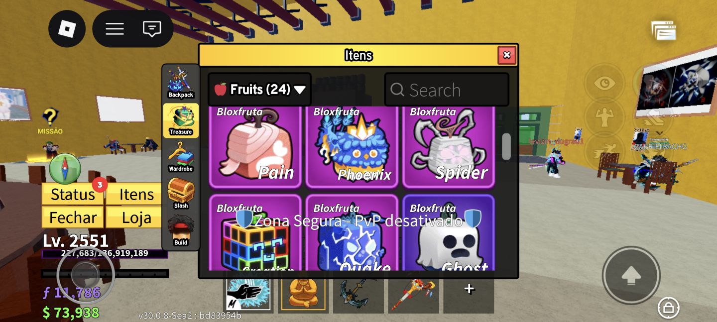 Conta de Roblox, com blox fruits upada, king legacy, e project Slayers.