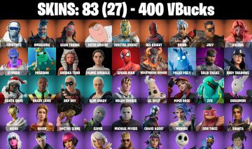 CONTA FORTNITE COM 83 SKINS RAP BOY/SLIM SHADY/MAE/KHABY LAME/SOLID SNAKE