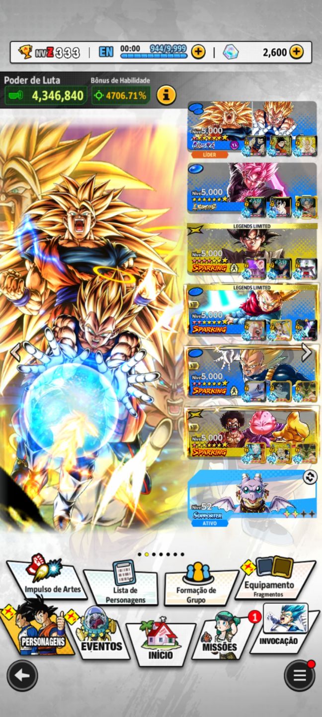 Conta de DB Legend com vários Ultras,LF,LR e equipamentos Godlys... Nível 320!!!