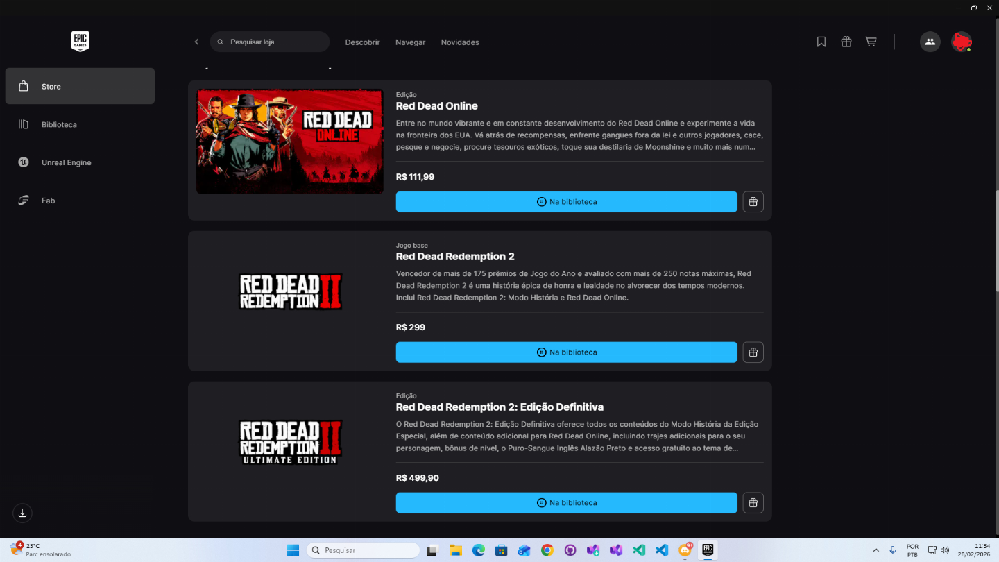 Conta da Epic Games Com Red Dead Redemption 2