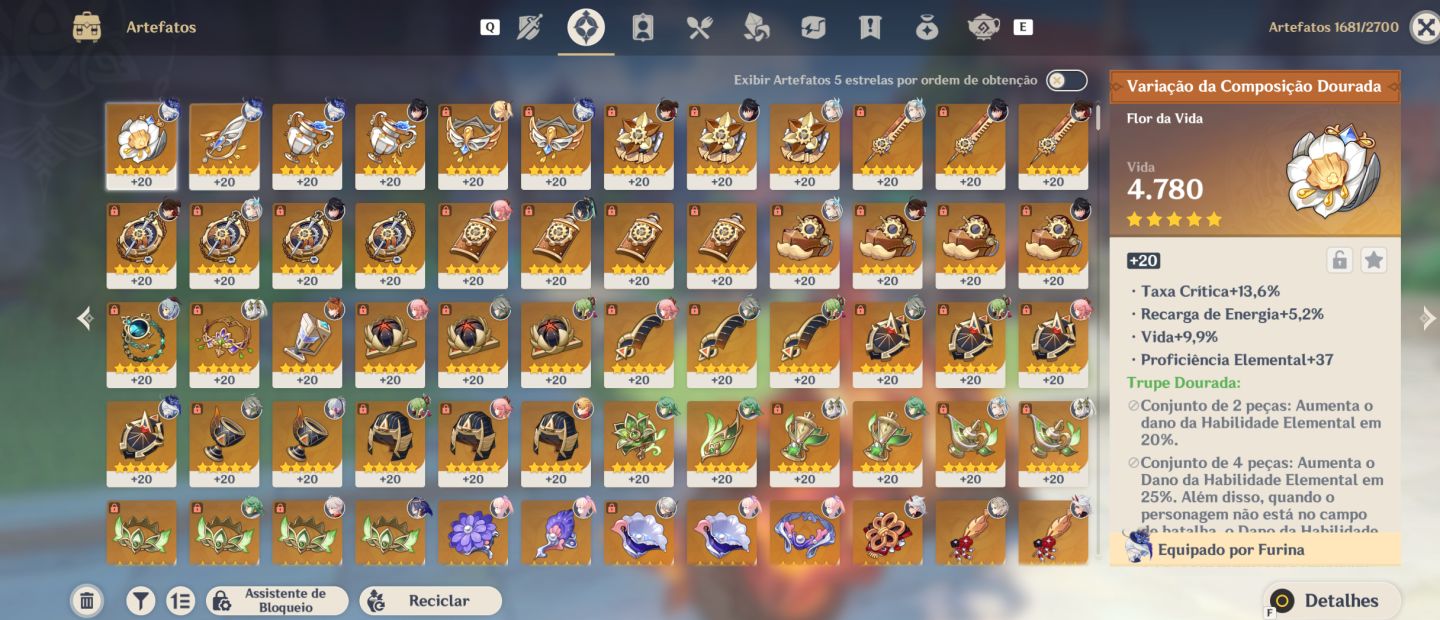 Conta Genshin Rank 60, 36 - 5 / 40 - 4 /Armas 9 - 5
