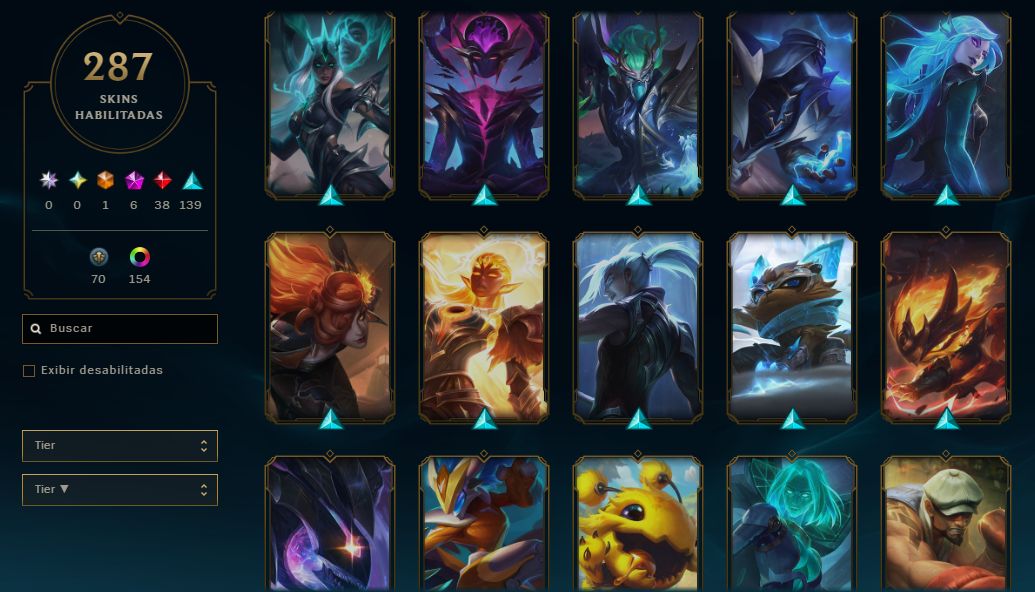 FULL ACESSO - 287 SKINS - MESTRE - 69,4K ESSENCIA AZUL - LEVEL 853