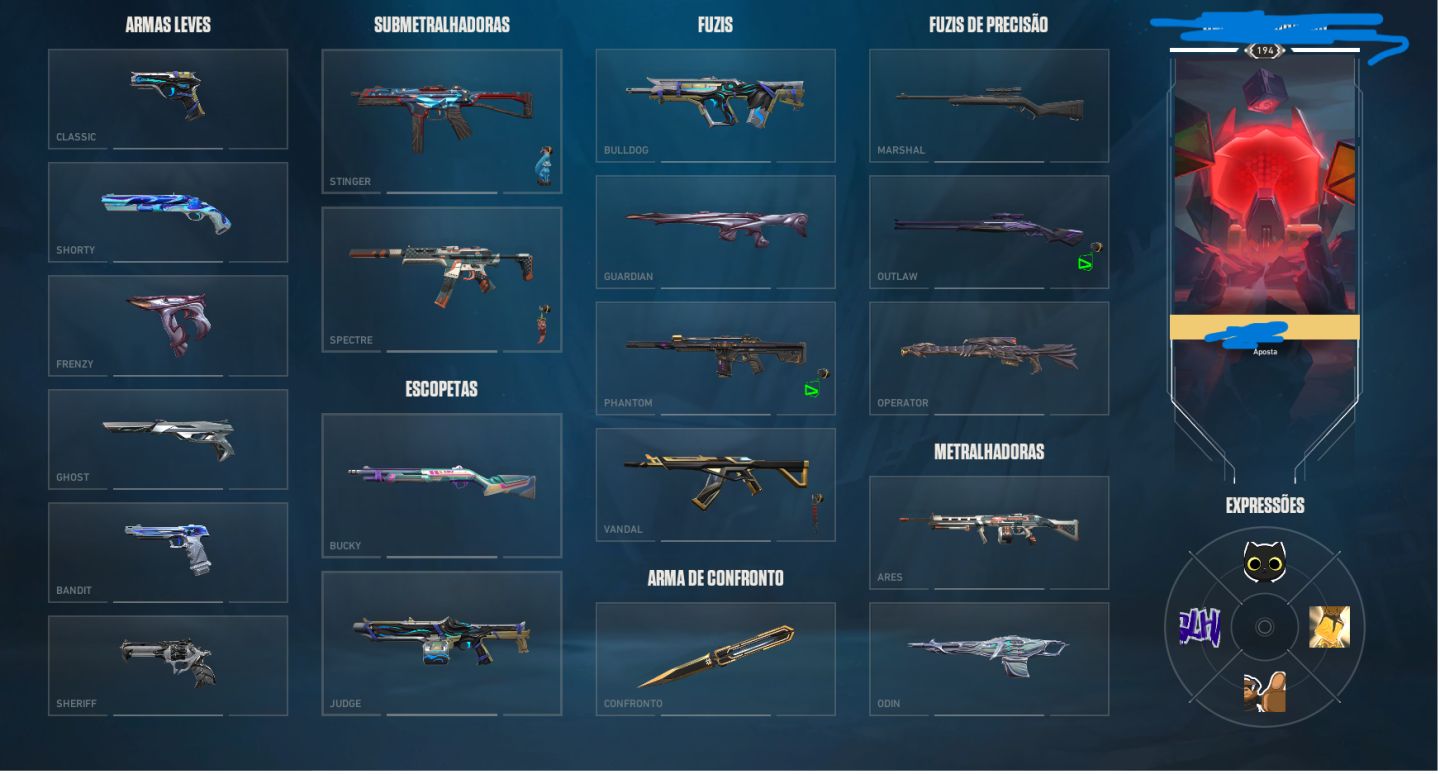 CONTA VALORANTE SKINS RARAS CONTA FULL ACESSO LEVEL 190 Pacote Champions 2024