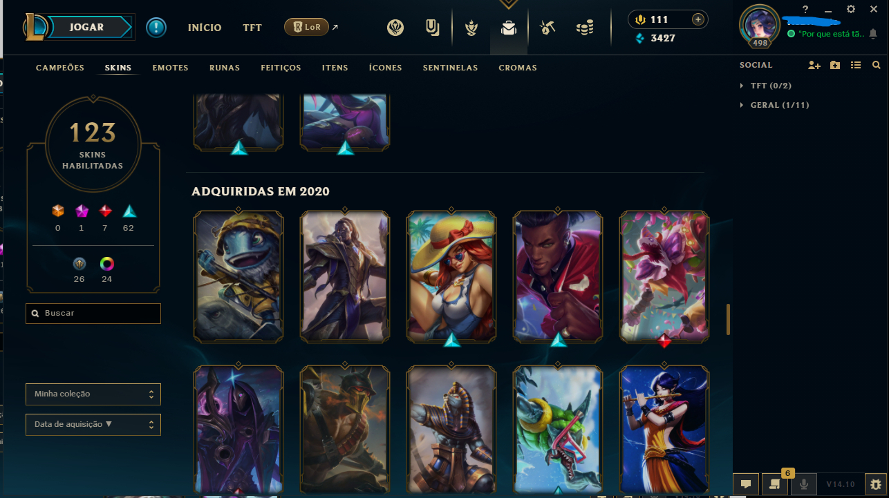 CONTA LOL 123 SKINS, 153 CAMPEÕES, CRIADA 2018