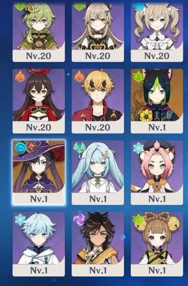 Conta de genshin rank 45, com 10 personagens t5