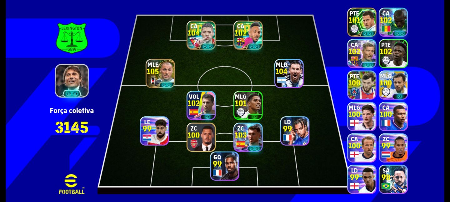 Conta Efootball com Quaresma 105, 3145 de Força, só KONAMI ID