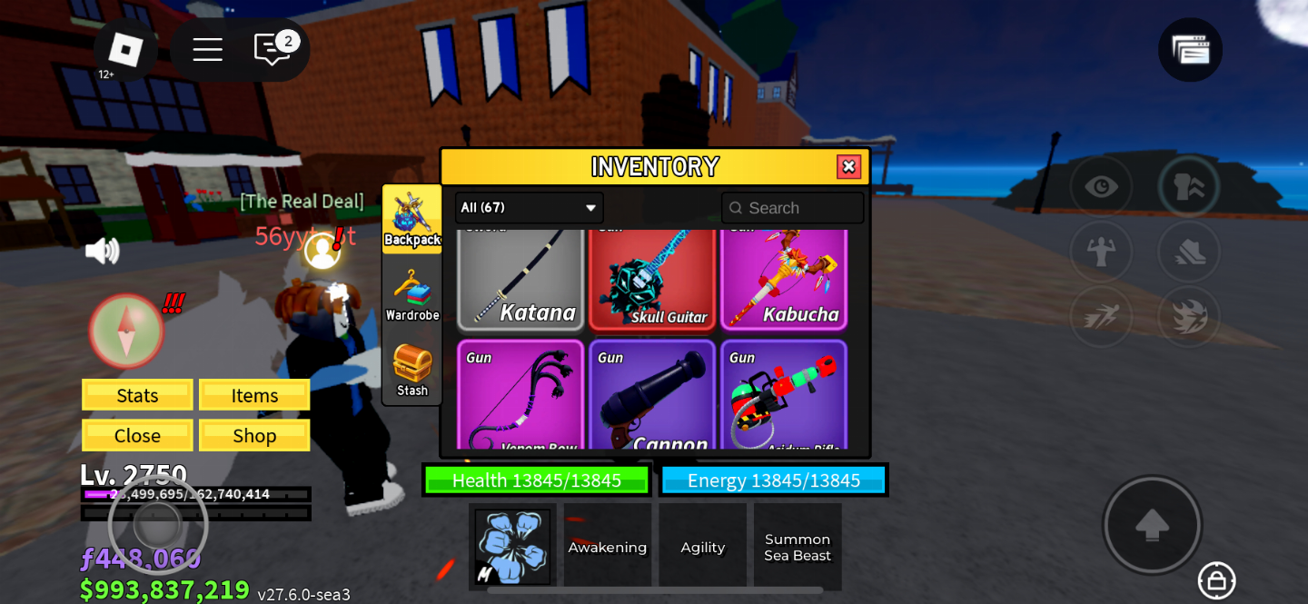 CONTA BLOX FRUIT LVL MAX - SANGUIN ART+CDK+TTK+SG