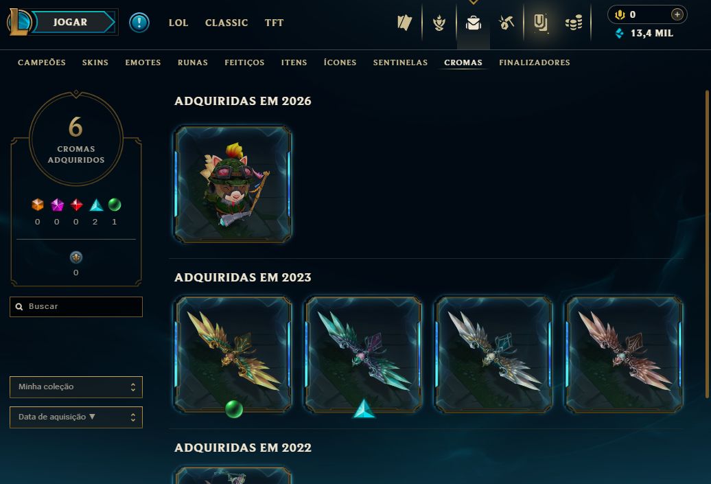 [Entrega Automática] Conta Lol Ouro, 47 Skins, 14K Ea, Upada na mão, 100% segura