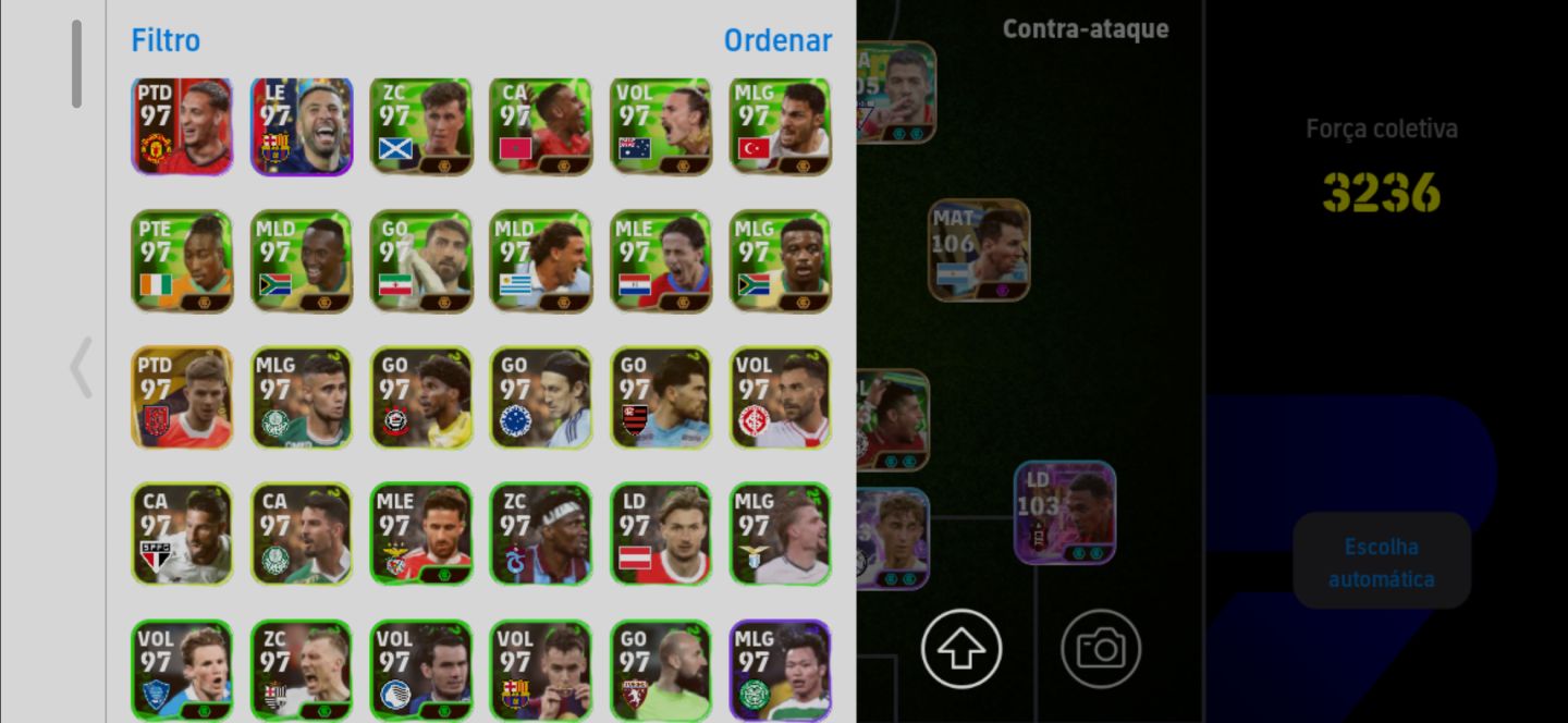 Conta Meta de Efootball Mobile com Messi 2021, Suarez, Cavani, Rivaldo e Mathaus