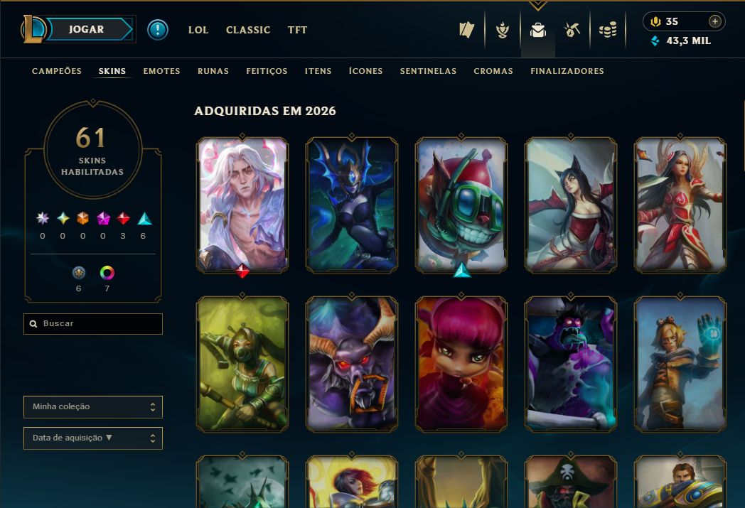 CONTA LOL BR LVL 109 87 CHAMPS 76 SKINS FULL ACESSO IRELIA