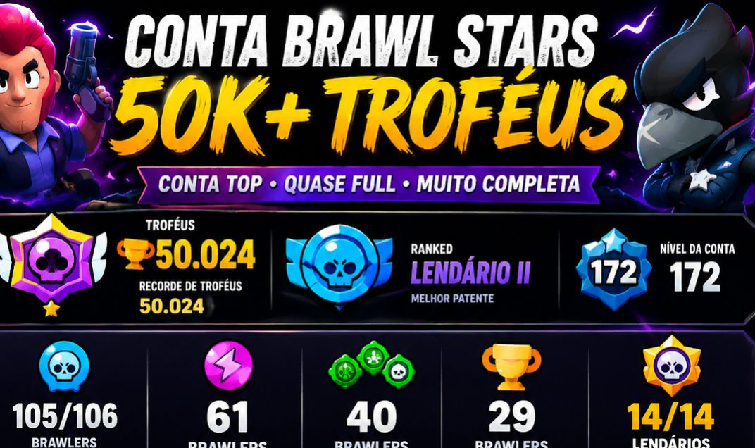 CONTA BRAWL STARS QUASE FULL | 50K+ | 105/106 BRAWLERS | MUITAS SKINS + PASSES