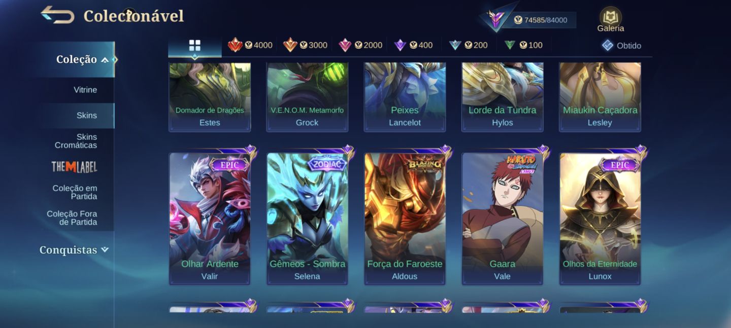 [PROMOÇÃO] Conta MLBB 260 Skins | Granger Prime + Minato + KOF + Transformers