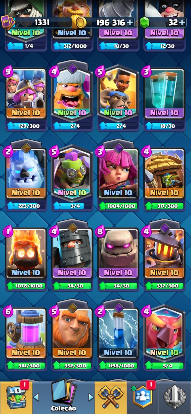 Conta clash Royale antiga, melhores cartas do game, MK Lv 13 + clash of clans