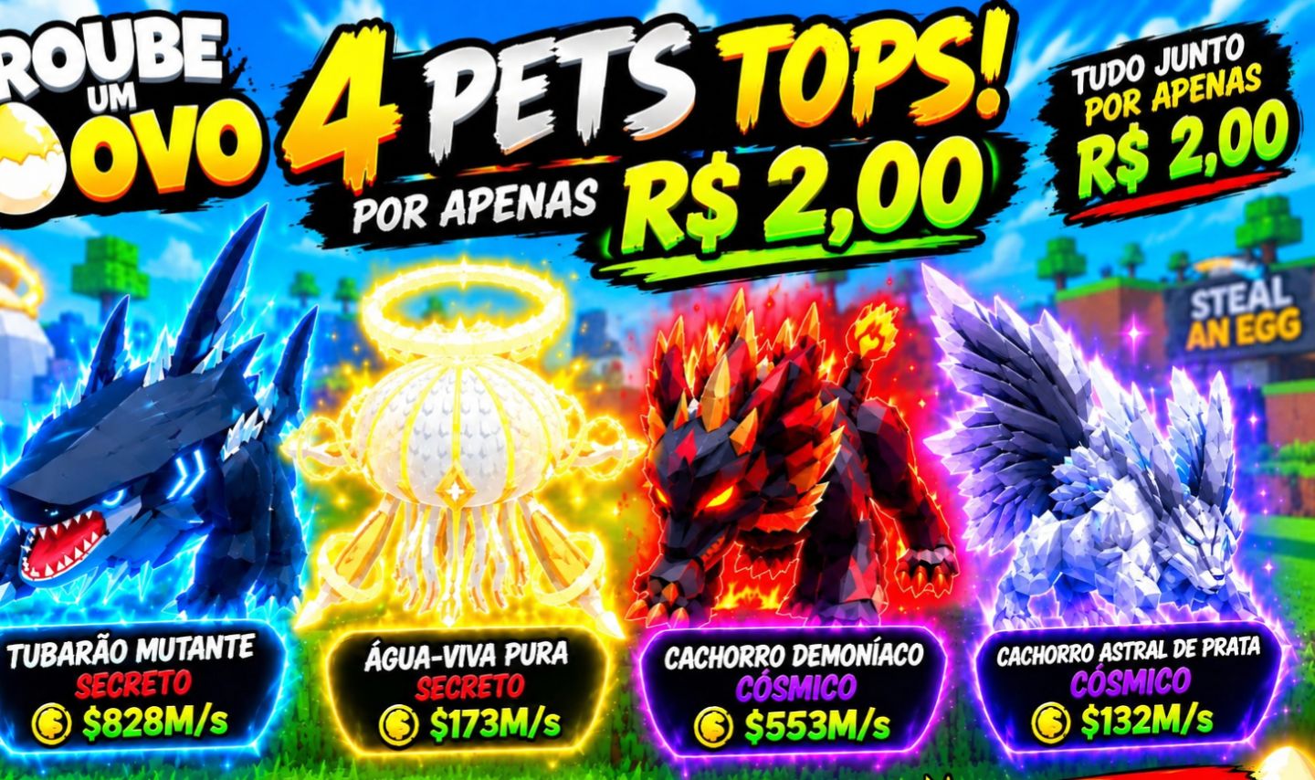PREÇO BAIXO! 4 PETS RAROS DO ROUBE UM OVO Roblox