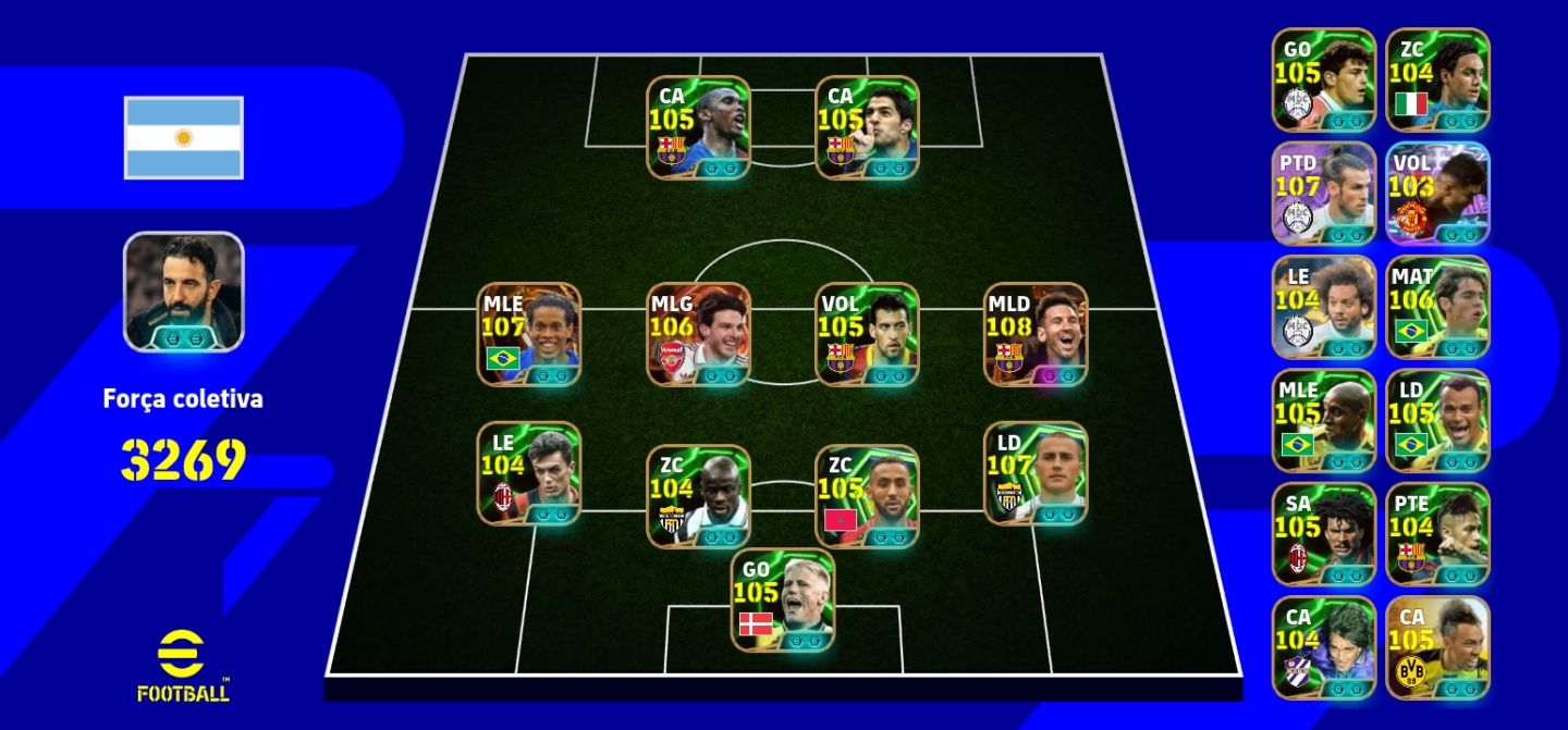 Conta eFootball | Messi Ronaldinho Kaká Neymar, Bale e Lendas + 11k de moedas