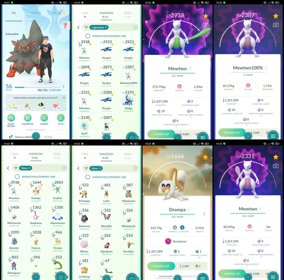 LVL 56 | Mewtwo 100% | 11 LENDÁRIOS | Mewtwo shiny | F070