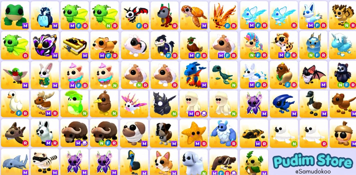 Adopt Me - Pets Exóticos, Mid Tiers, Megas, Neons, R, F, Poções e muito mais!