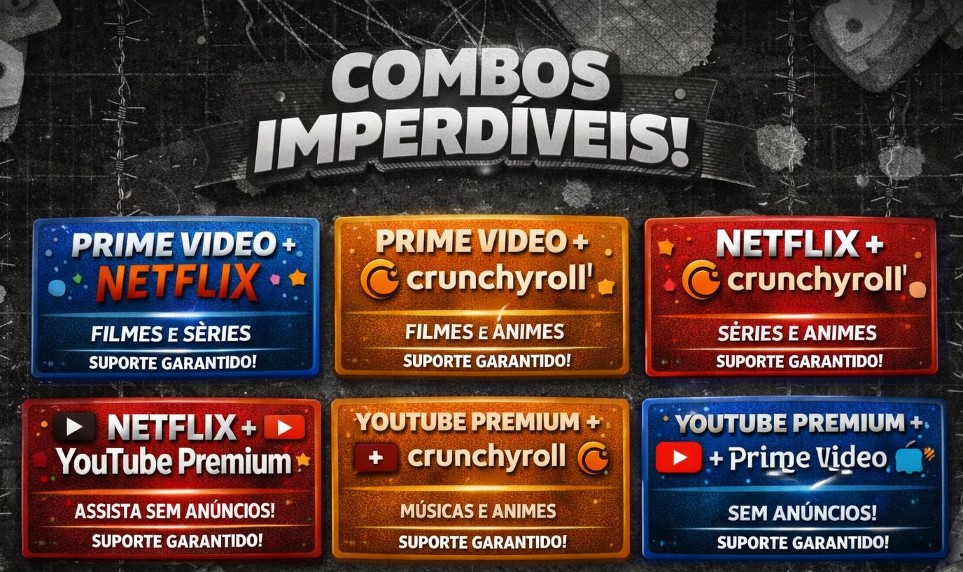 COMBO NETFLIX + PRIME VIDEO + YOUTUBE PREMIUM + CRUNCHYROLL + ENTREGA AUTOMATICA