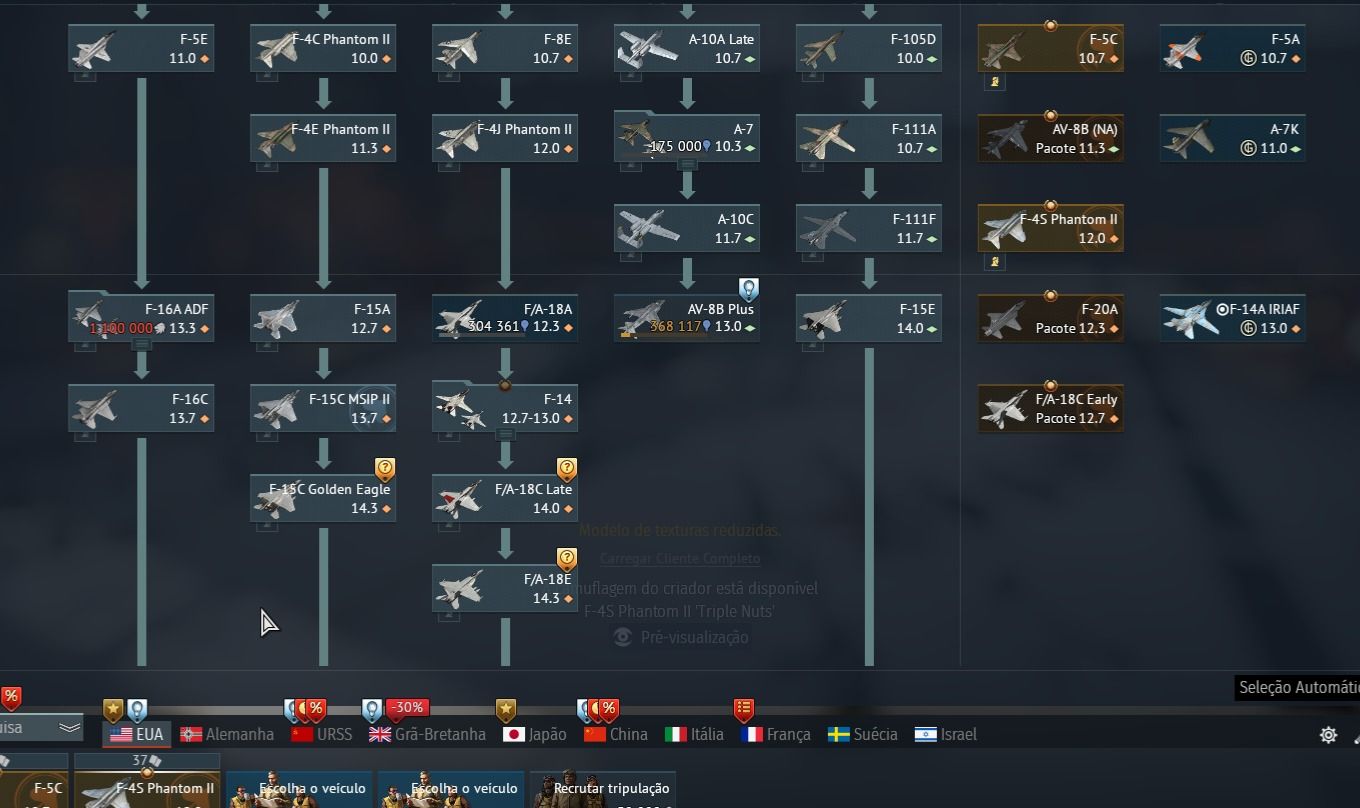 Conta War thunder Top tier em aviação