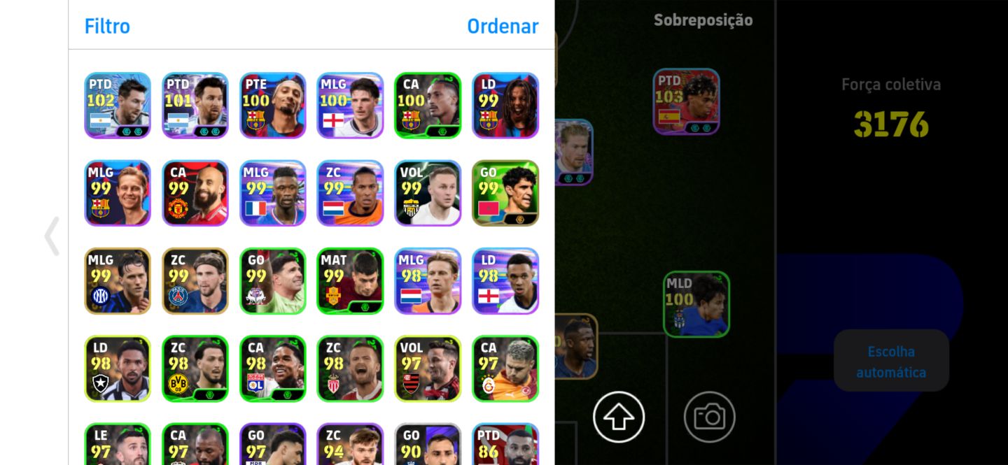 Conta com 3176 de força, R10 Big time e diversos outros jogadores