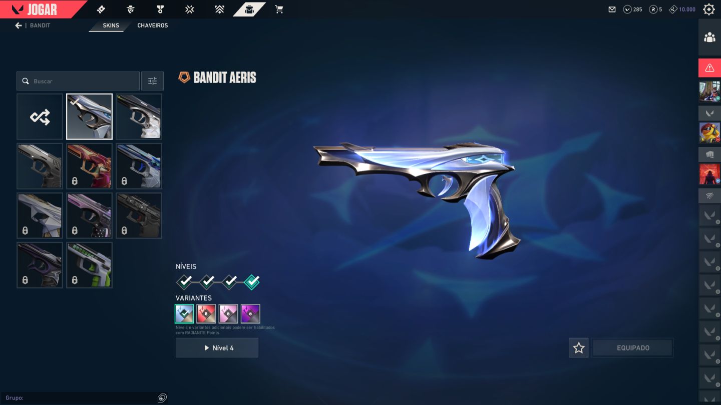 Conta valorant com várias skins