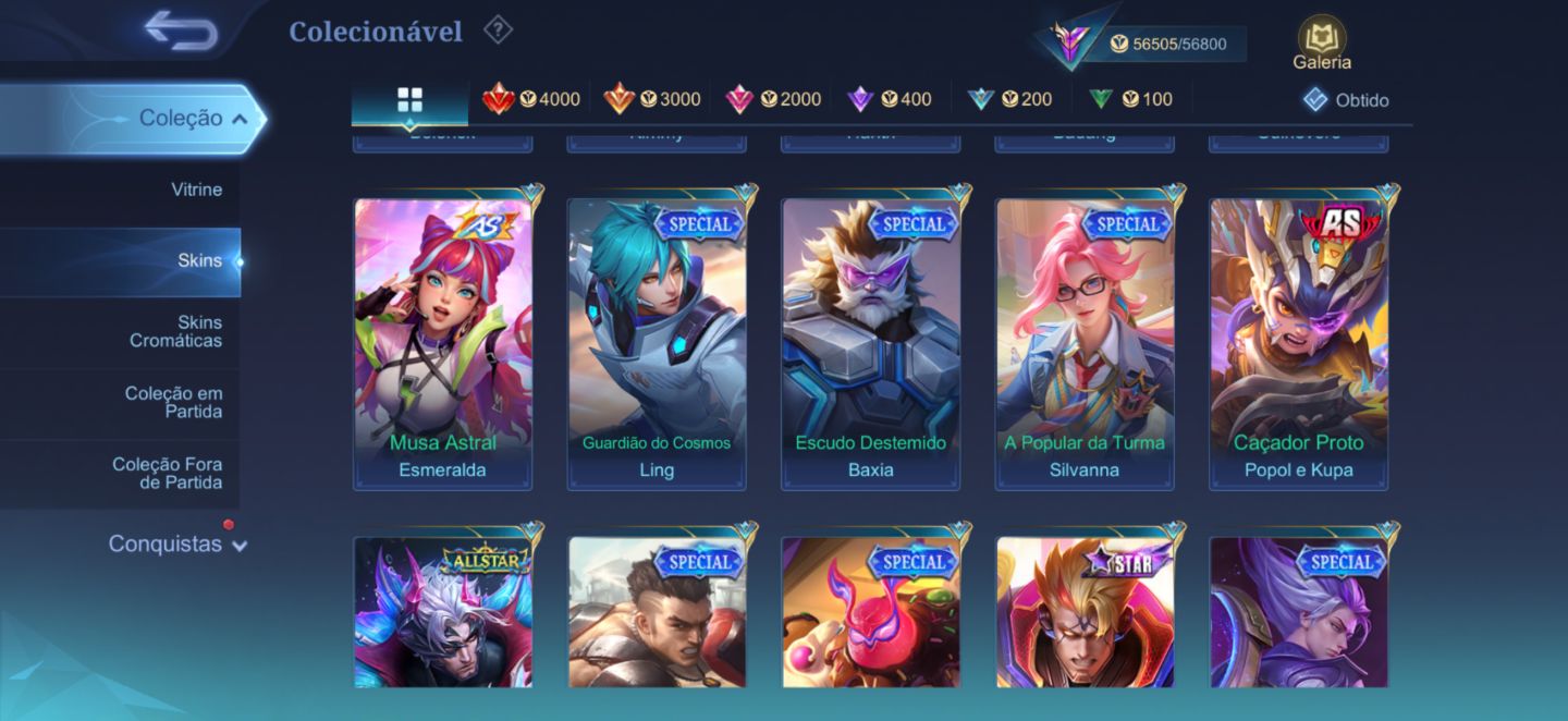 Conta Mobile Legends FULL | Todos Heróis + Skins Raras | Glória Mítica