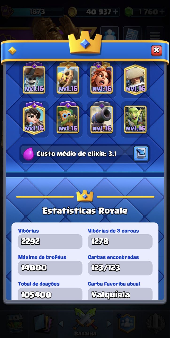 Conta Clash Royale 10 Anos 14k Trofeus (32 Cartas Nv 16, 23 Evos) + CoC 13 etc.