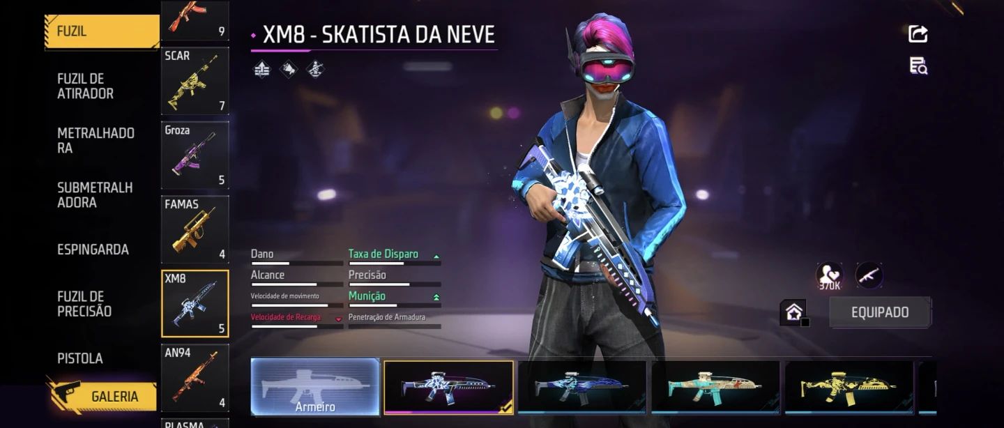 Conta Antiga Boa e Barata com Bastante Skins Feminina,ump e Xm8 Att + 355 Peitas