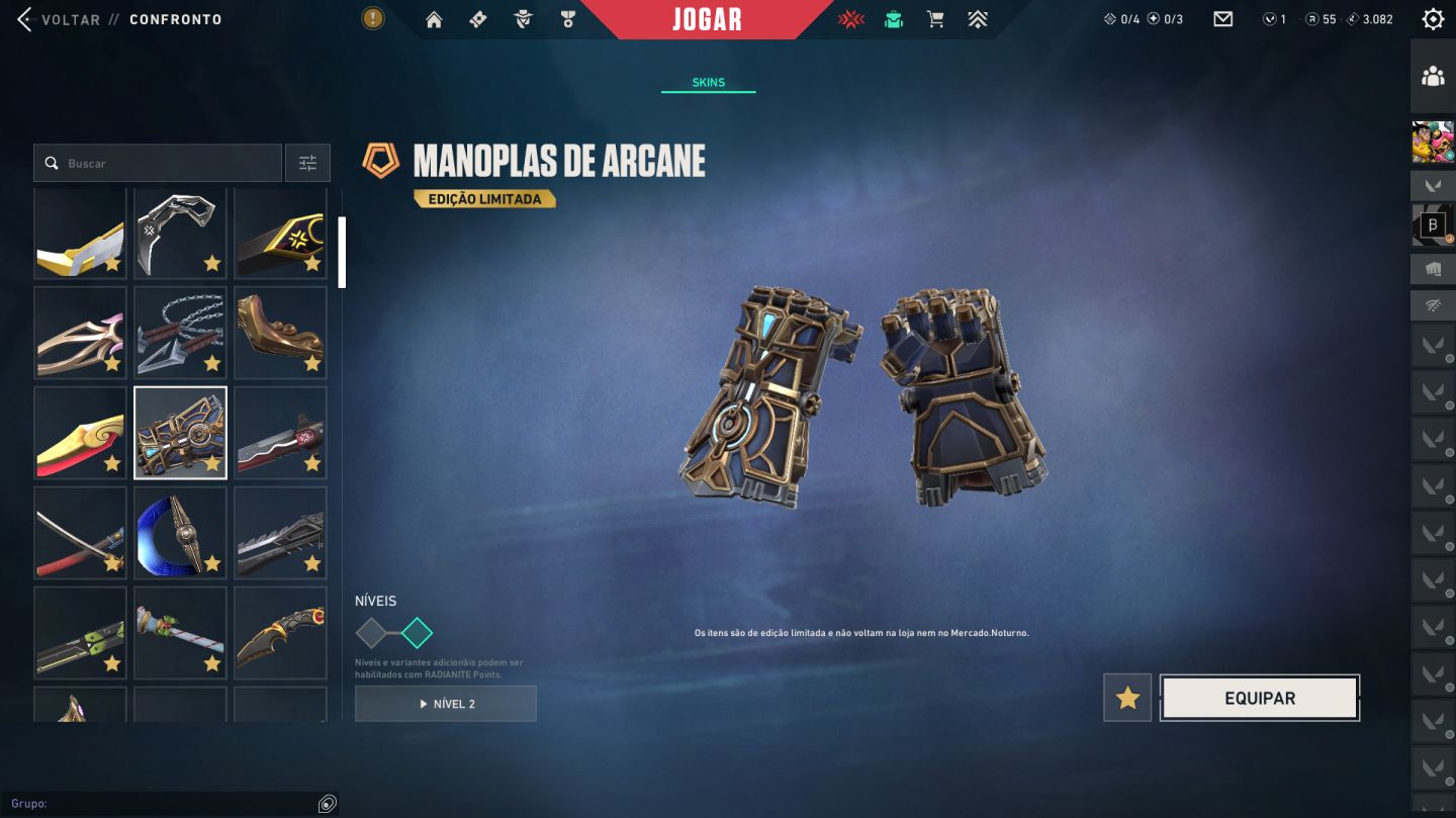 Conta Valorant com mais de 10K em skins. Champions 22/23/24/25, VCT, Arcane.