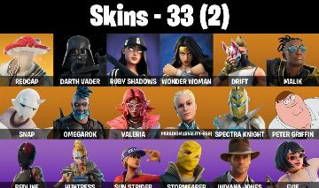 CONTA FORTNITE COM 33 SKINS REDCAP/SNAP/ADIRA/BYTES/HOPE/TONI/EVIE/REDLINE