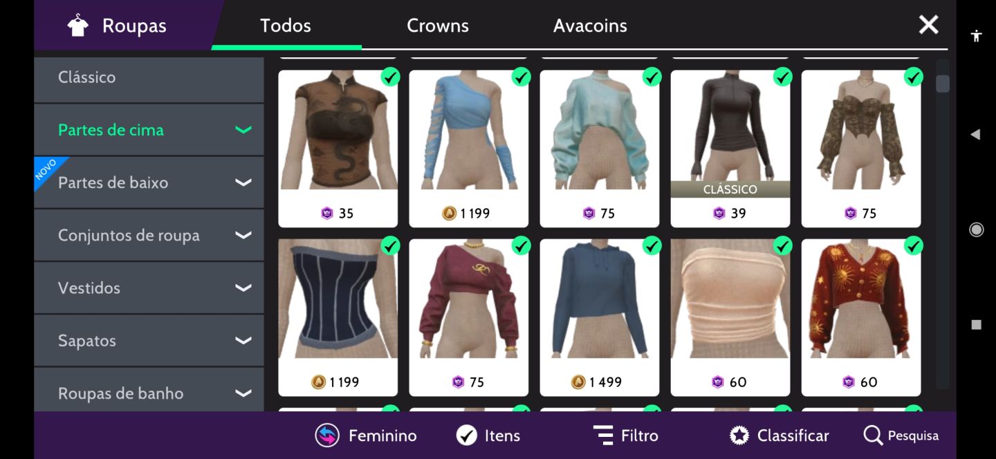 Conta avakin life feminina - lev 54