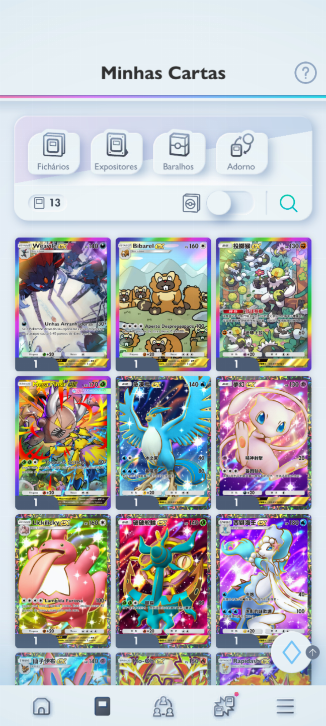 Continha com Shinys Full Art + várias Full Art ideal para trocas + 49 amp