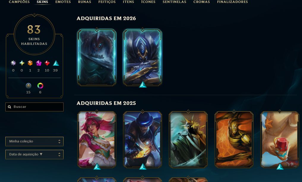 Conta de LoL (83 skins ) nv 343