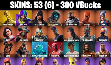 CONTA FORTNITE COM 53 SKINS GOLD MIDAS/END ZONE/ZENITH/BRUTUS/DUSK/OCEAN