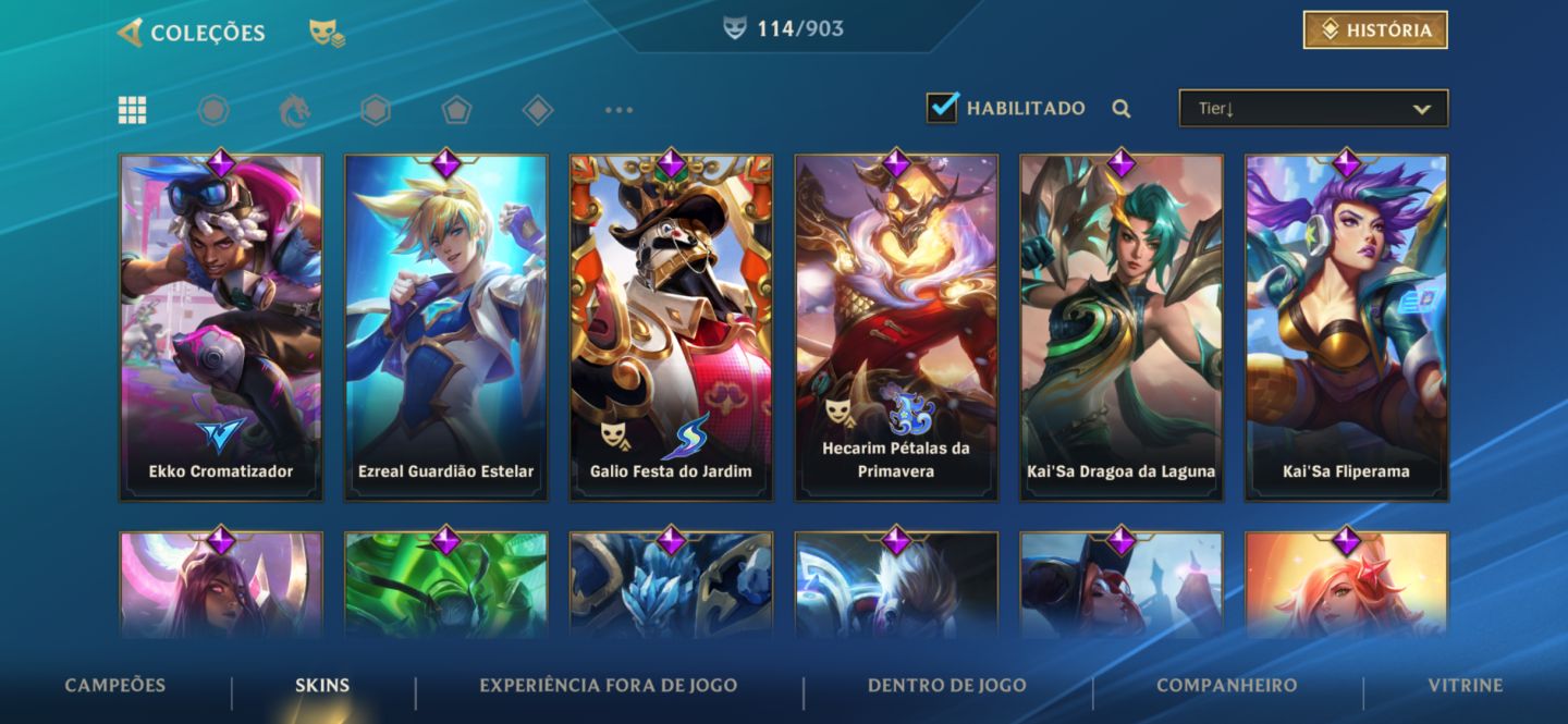 Conta Wild Rift ex desafiante com 114 skins, main adc