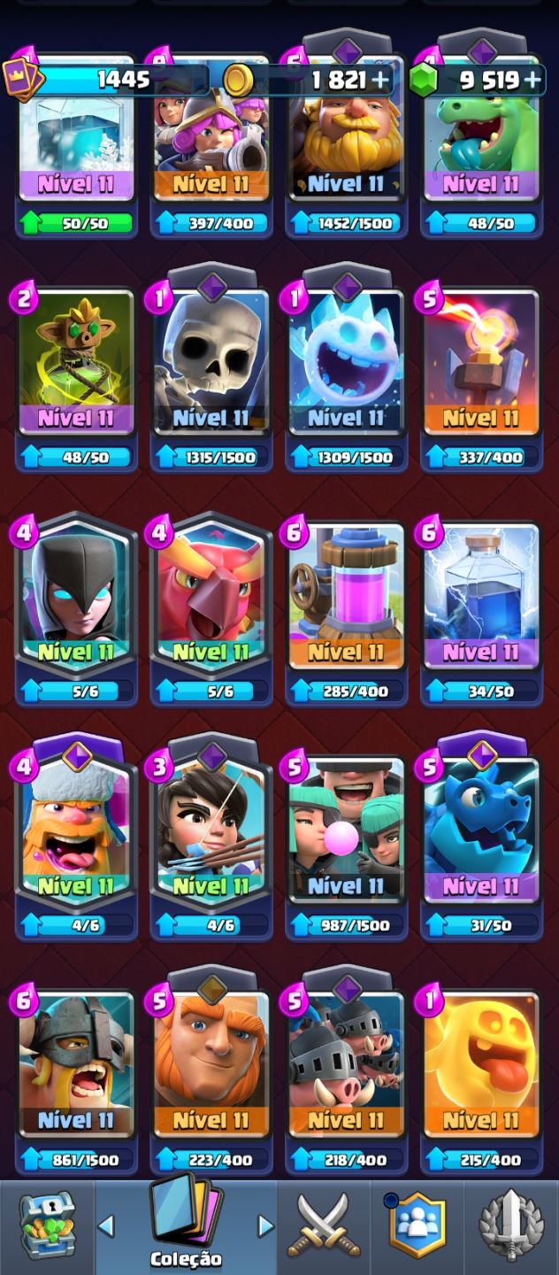 CONTA CLASH ROYALE NIVEL DE REI 14, +9MIL GEMAS E TROCA NICK GRÁTIS