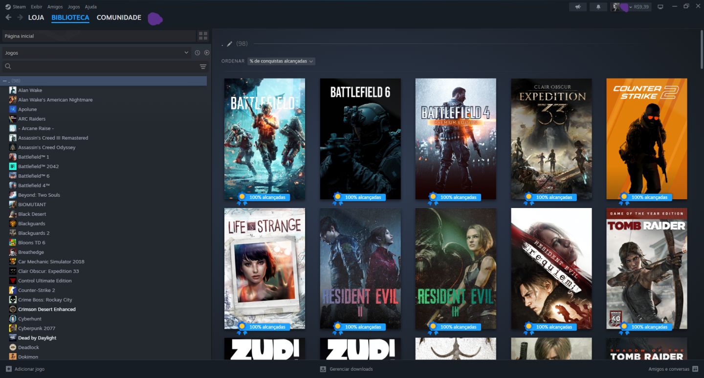 Conta Steam com Requiem, Street Fighter 6, Crimson Desert e mais 204 Jogos.