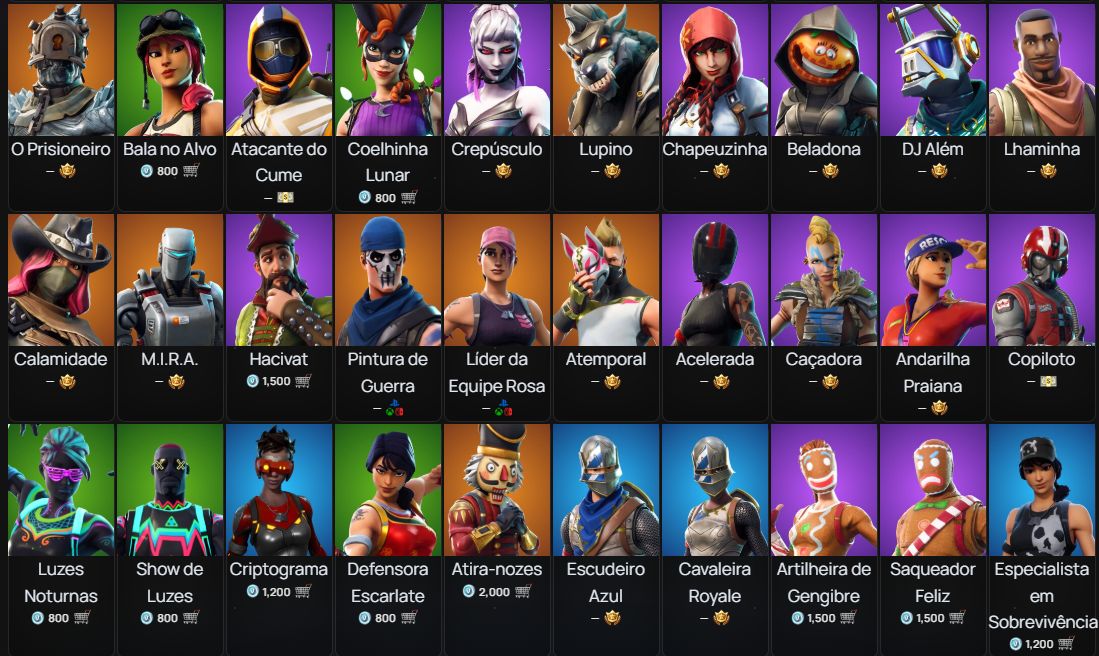 Conta de fortnite com mtas skins raras, tendo season 2 (preço negociavel)