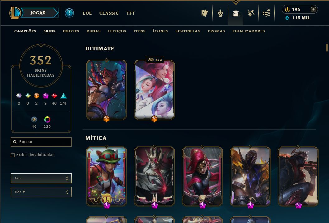 Conta de Valorant Com Champions + Conta de LOL 352 Skin !!!