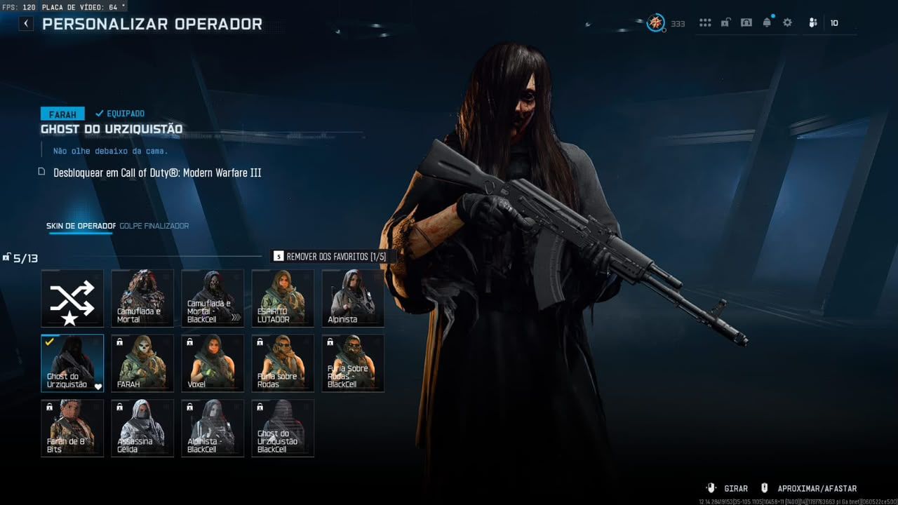 Conta warzone com Alucard, Izzy, Bailarina, Michael Myers