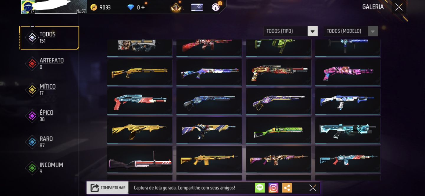 Conta Free Fire Antiga Nível 57 Para Pessoas Exigentes Cheia de Roupas e itens