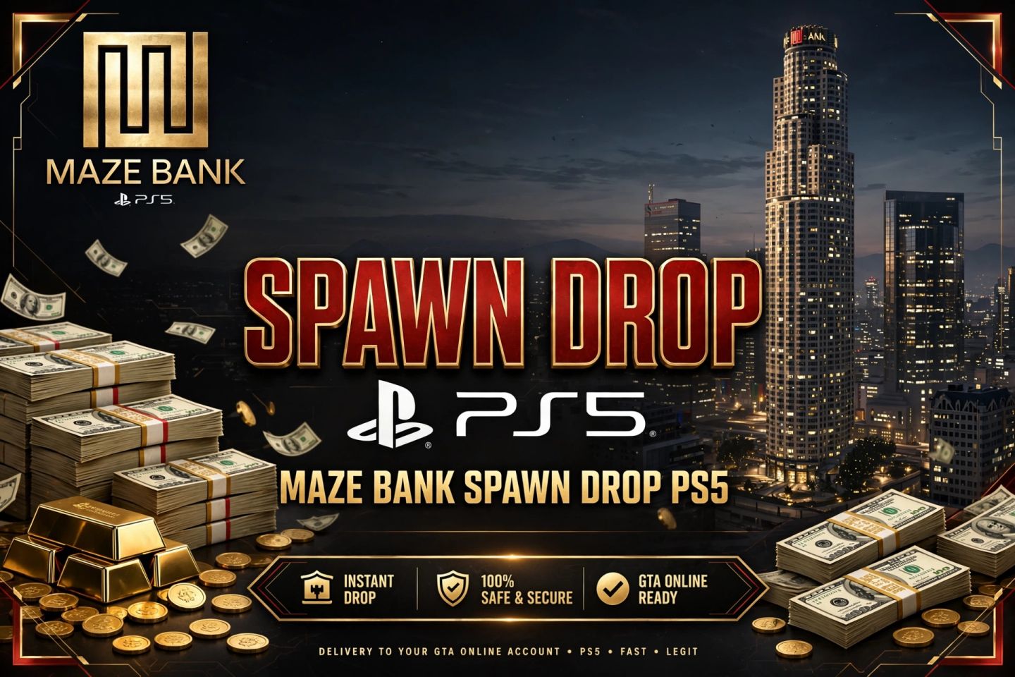 MAZE BANK SPAWN DROP PS5 | Seguro | Sem passar conta | Entrega rápida