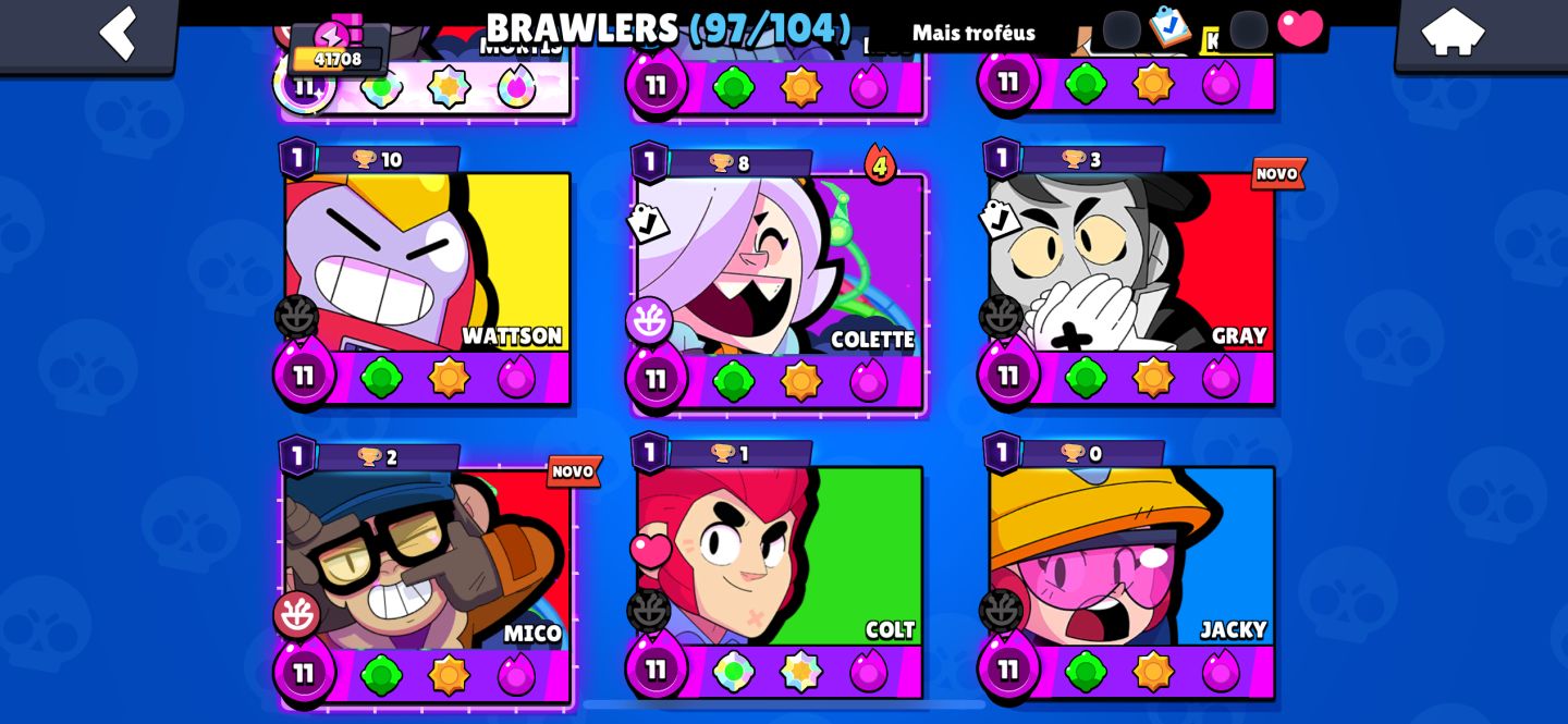 Conta de Brawl Stars super upada e cheia de skin mítica e lendária