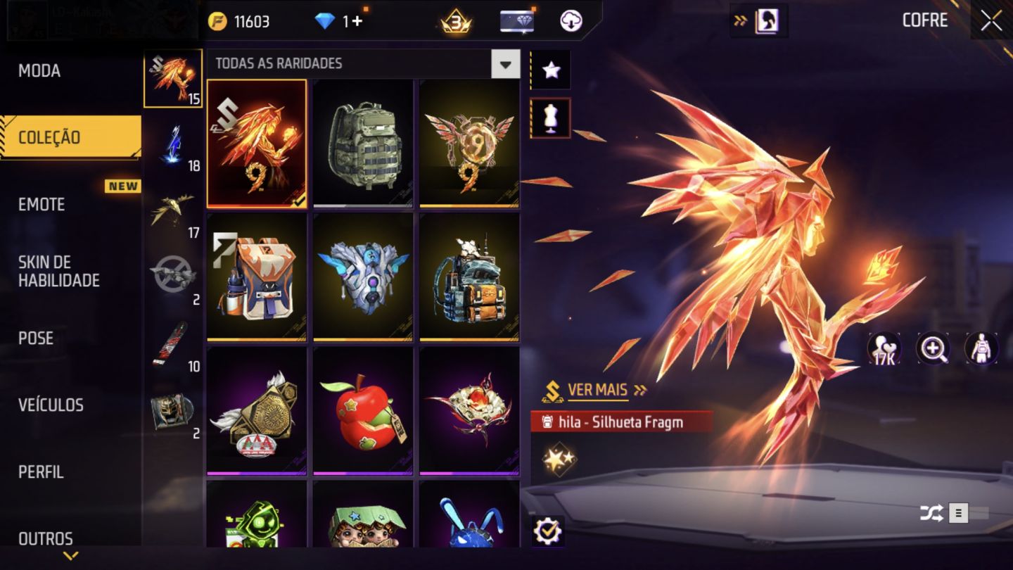 Conta de Free Fire com angelical amarela e entrada do gojo (exclusiva)