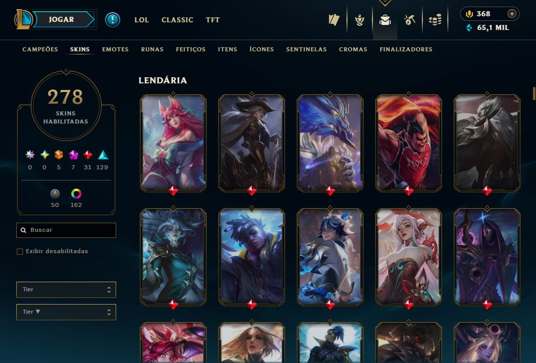 CONTA LOL: NÍVEL 773 | 278 SKINS | 5 ULTIMATE | 7 MÍTICAS | 31 LENDÁRIAS