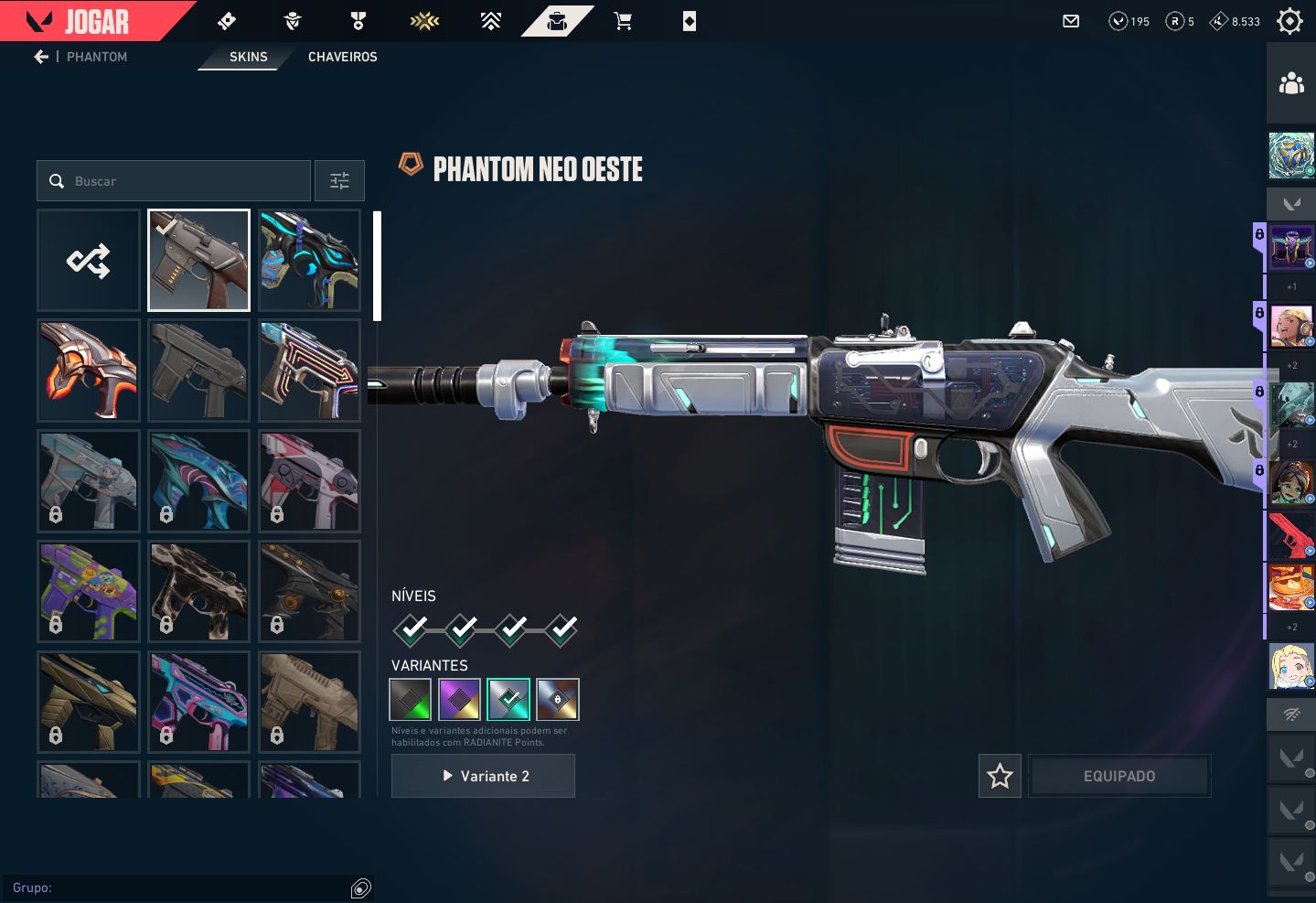Conta Valorant, diversas skins de valndal