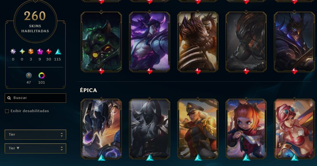 Conta LoL | LEVEL 617 | 260 skins | Elo Gold 3