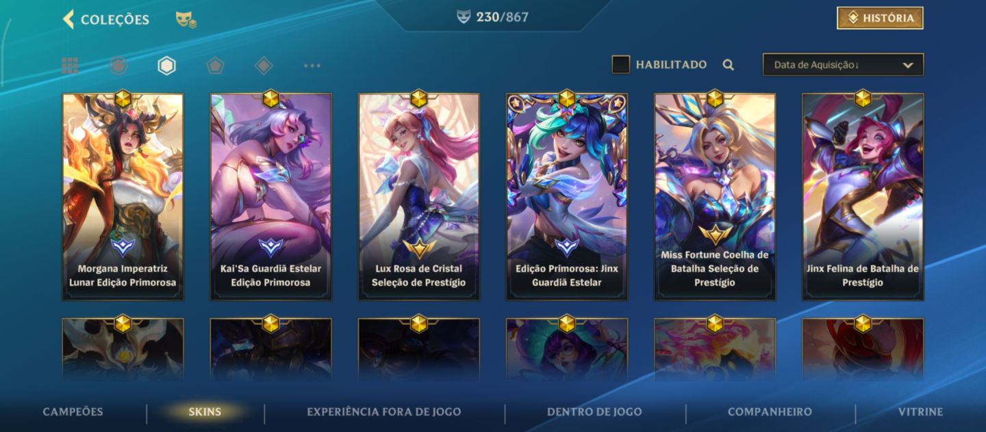 Conta no Wild Rift com 230 skins