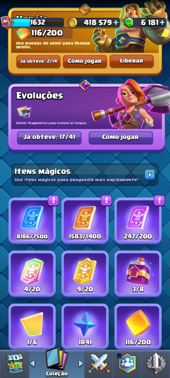 CONTA CR 9 ANOS 14K TR | 100% CARTAS | LEVEL 16 + 18 EVOS
